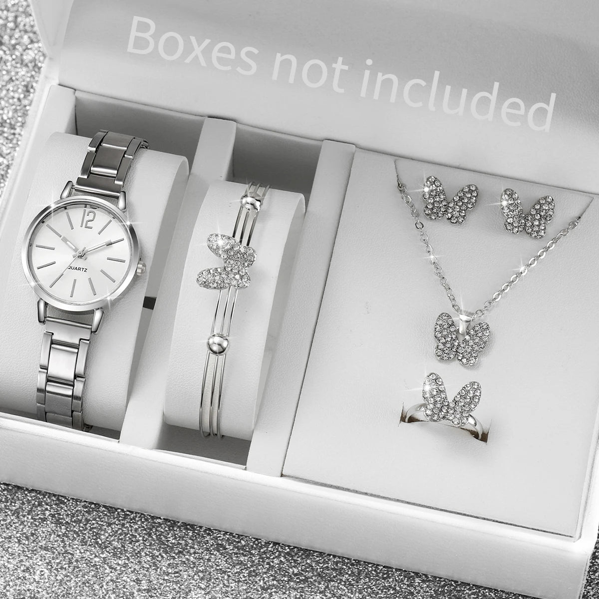 6PCS/Set Fashion Women Watches Luxury Analog Quartz Watch for Women Rhinestone Jewelry Set Reloj Mujer Girls Clock（Without Box）