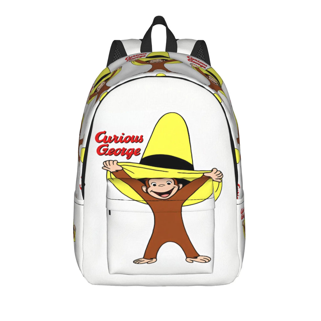 Curious George Swing Banana Stripe Backpack  Outdoor Style Backpacks Women High Quality Large School Bags Streetwear Rucksack