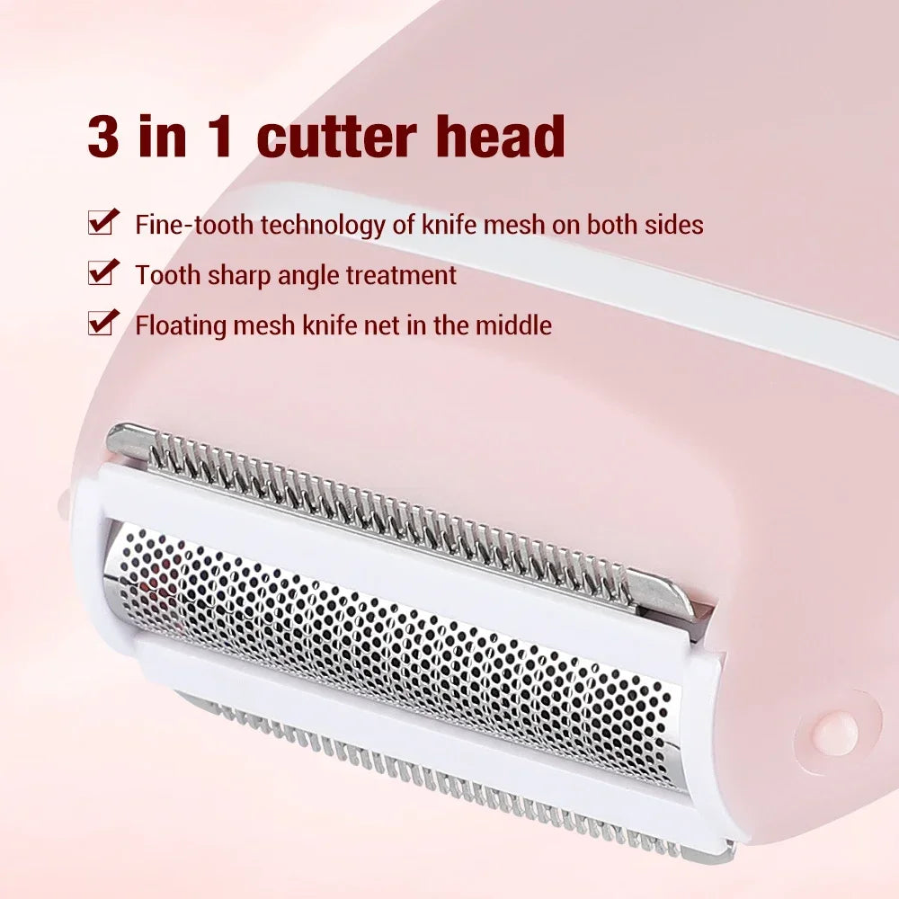 Women's Shaver Electric Mini Washable Razor Special Hair Removal Equipment for Whole Body Leg Armpit Intimate Area 3 in 1