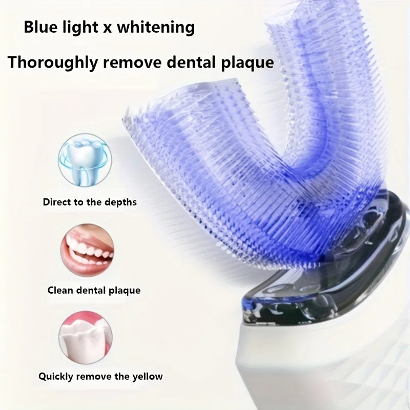 Portable U-shaped electronic silicone toothbrush