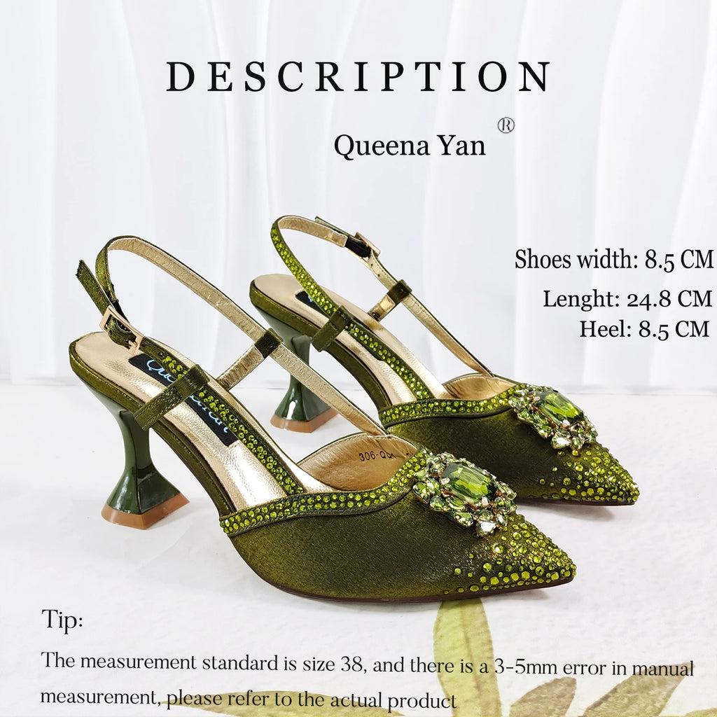 Best-selling shoes Matching bag combinations in Europe and America Diamond-embellished Bag And Shoes from the workplace Or Party