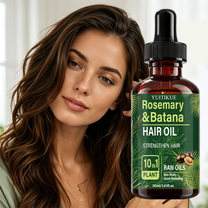 YUITIKUE Rosemary Batana Hair Oil 10 In 1 Plant Raw Oil Quick Absorb Non Sticky Strengthen Nourish Dry Frizzy Hair Care 30ml