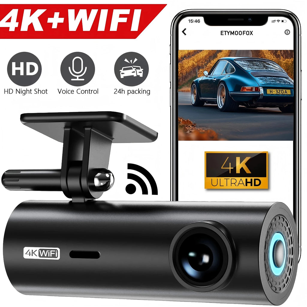 Dashcam for Car Black Box Driving Video Recorders 4K WiFi Mini Front Camera Dash Cam 24H Parking Monitor Car Recording Camera