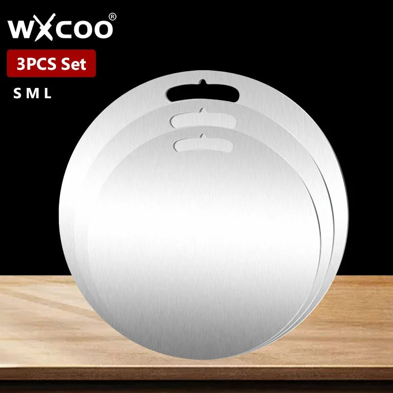 WXCOO Double-sided Cutting Board Kitchen Stainless Steel or Natural Bamboo Chopping Board for Fruit Meat Vegetable Cutting Board
