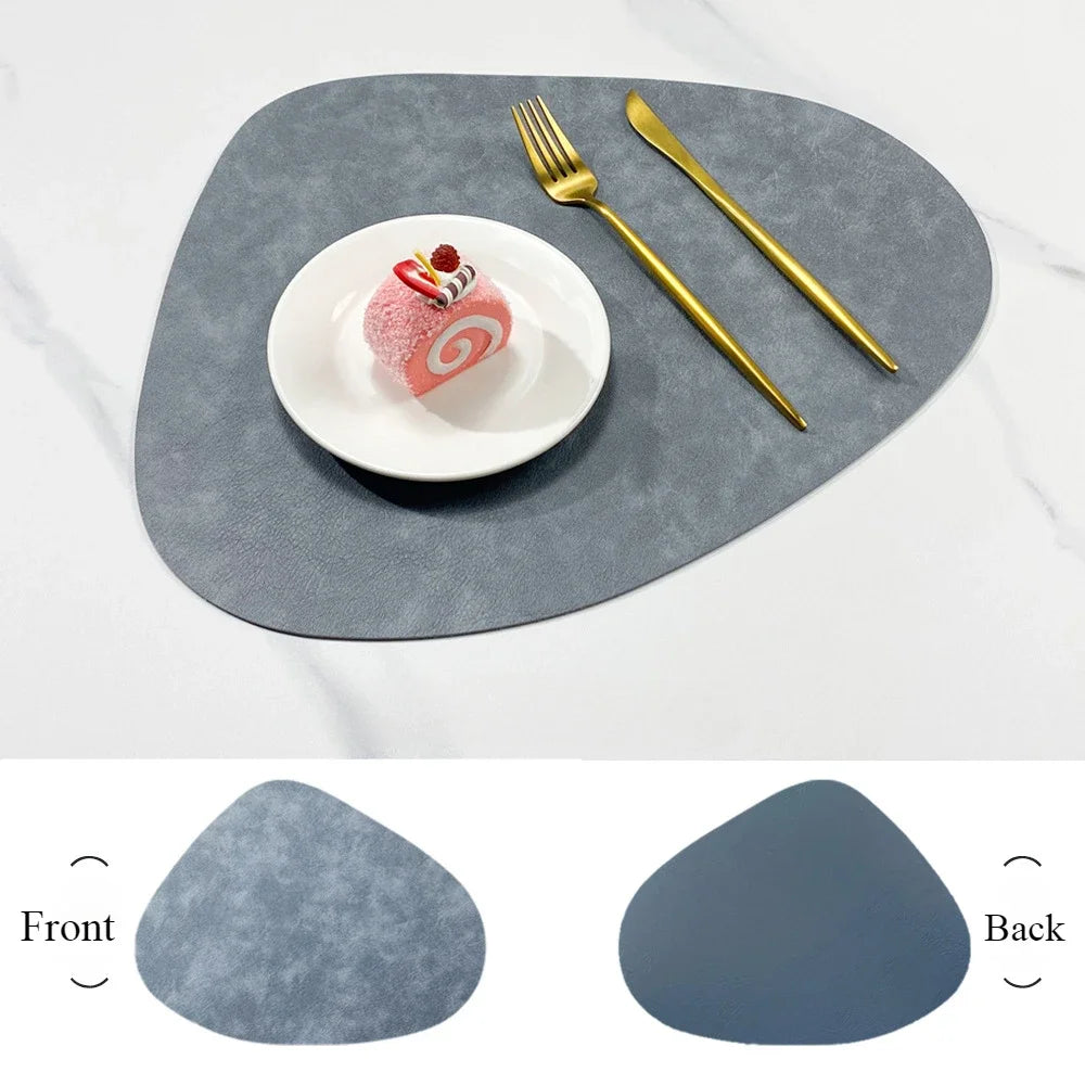 Nordic Double-Sided Anti-Slip Placemat - PU Thermal Insulation Table Mat with Water Droplet Pattern and Leather-Like Design
