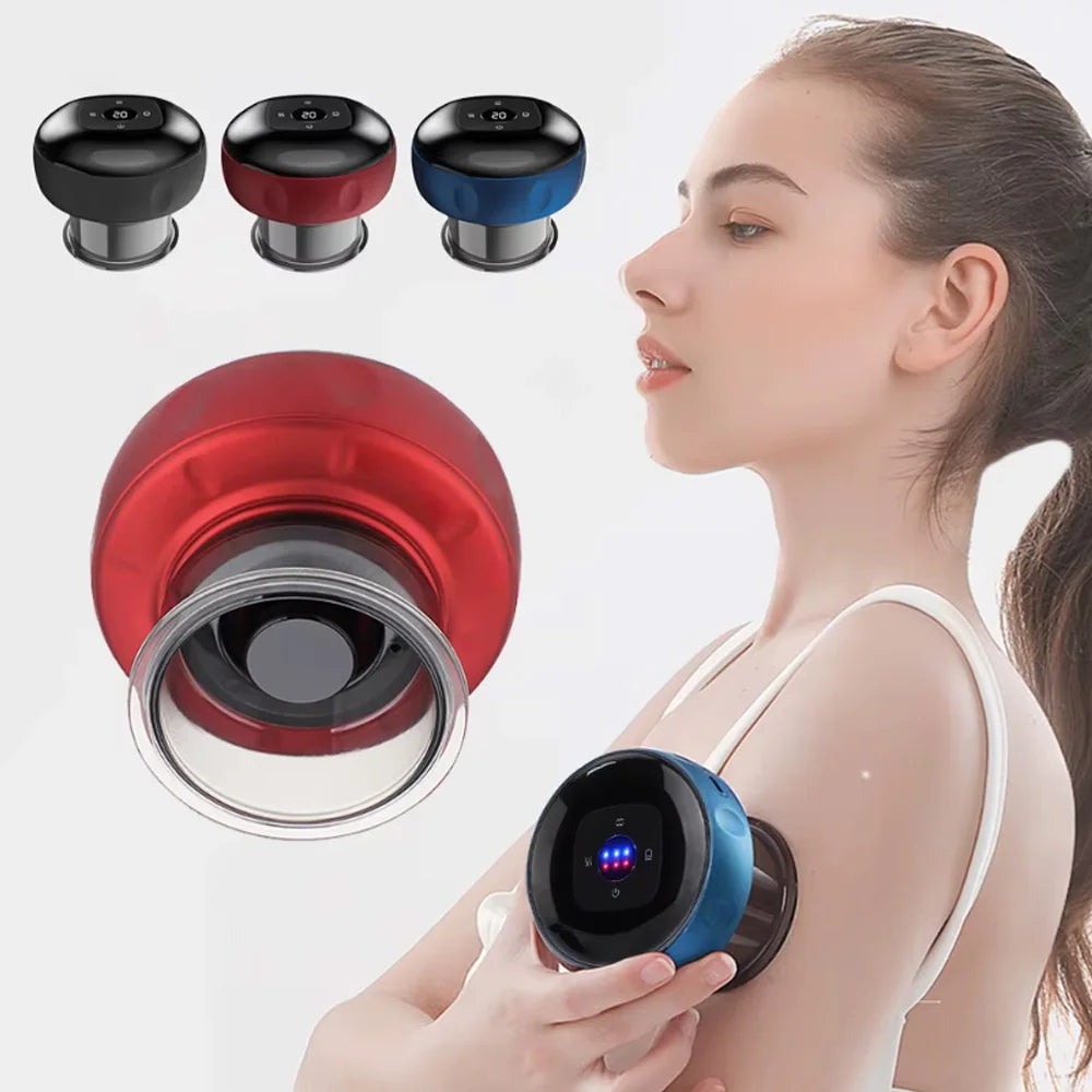 Smart Electric Vacuum Cupping Massager Heated Suction Body Scraper for Back Neck Arm 6/12 Levels Fatigue Relief