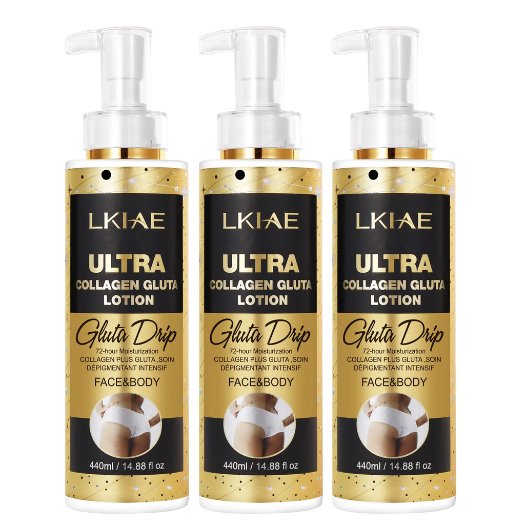LKIAE Ultra Glutathione and Collagen Body Lotion, Whitening, Moisturizing, Anti Pigmentation, Dark Spots, Even Skin Tone, 440ml