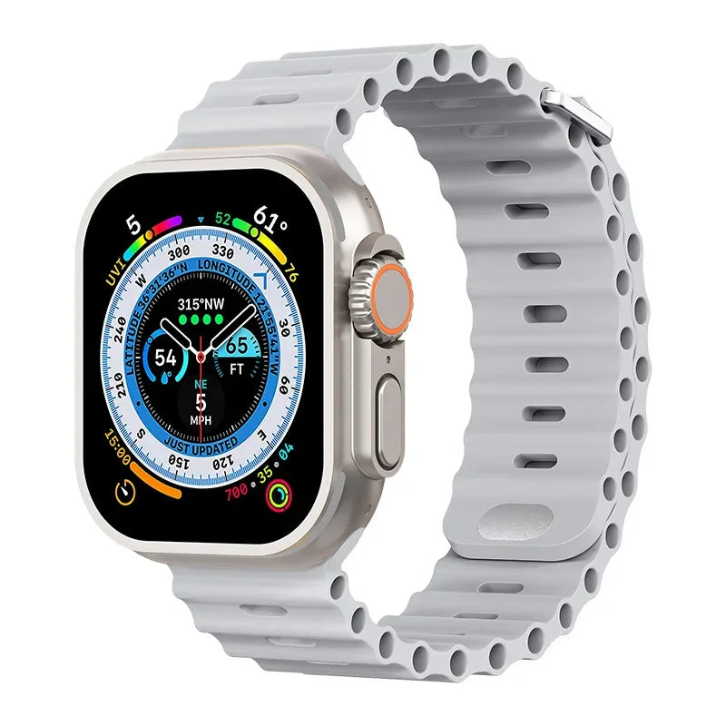 Ocean Strap For Apple Watch Ultra 3/2 Band 49mm 11 10 9 8 7 46mm 45mm 41mm Silicone Bracelet Belt iWatch 6 5 4 SE 44mm 42mm band