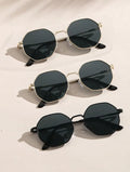 2 Pcs Metal Geometric Round Frame Sunglasses – Classical Fashion Shades for Vacation Decors Photo Props Unisex