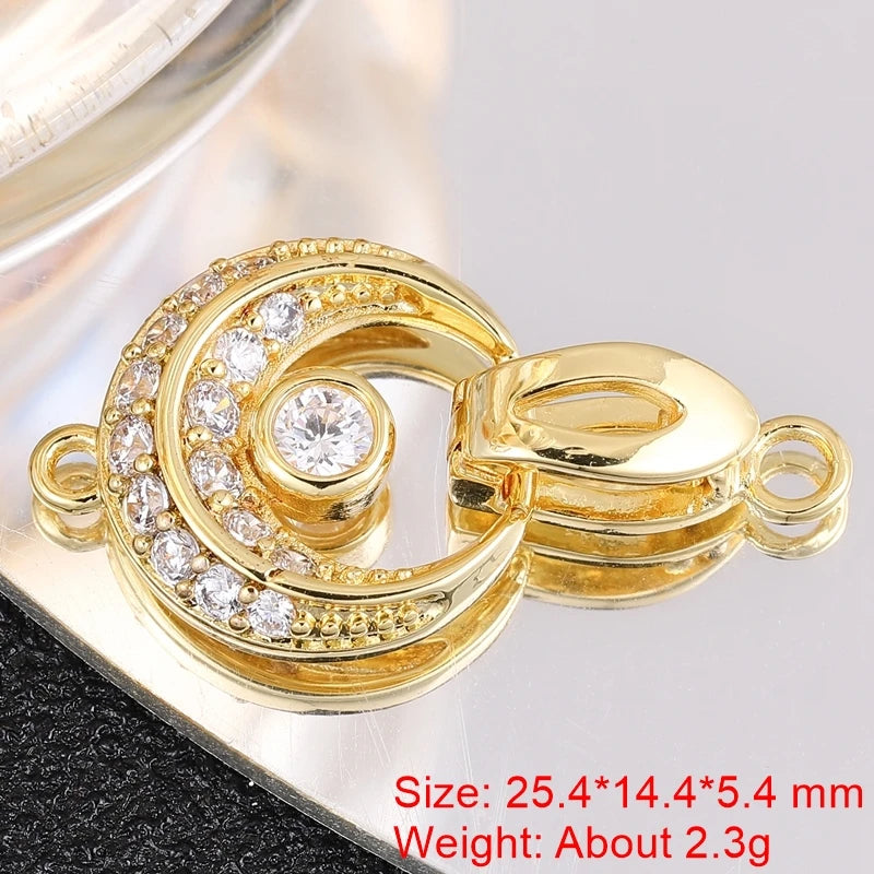 Juya 18K Gold Plated Decorative Fasteners Connector Locks Pearls Clasps Accessories For DIY Needlework Beads Jewelry Making