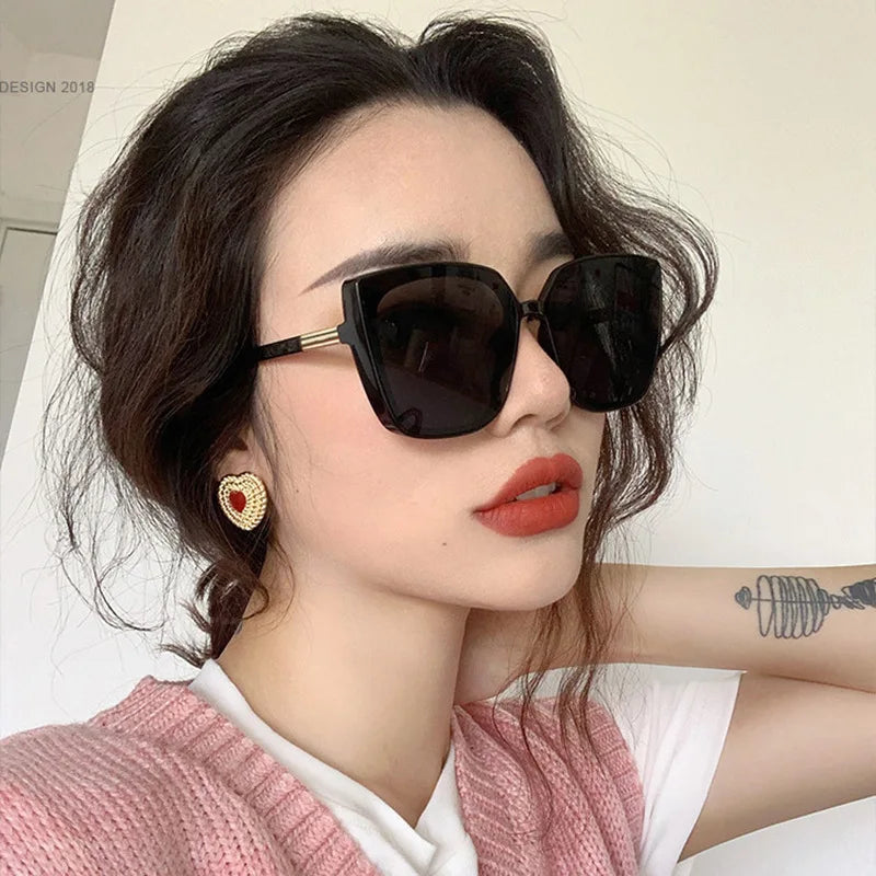 Square-framed Big Face European And American Trend Sunglasses Female Retro New Net Red With The Same Glasses Sunglasses 1180
