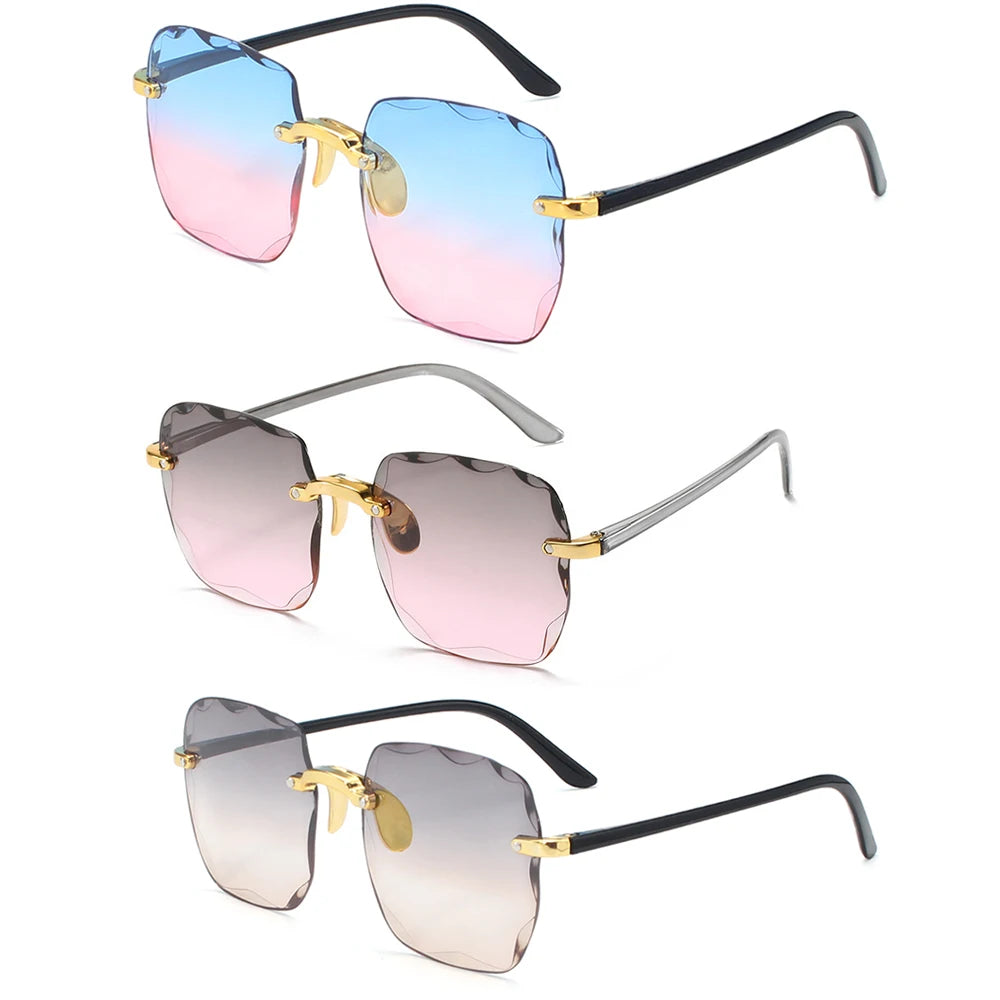 New Rimless Women's Sunglasses Fashion Gradient Lenses Sun Glasses Lady Vintage Pc Legs Classic Designer Shades Sunglasses