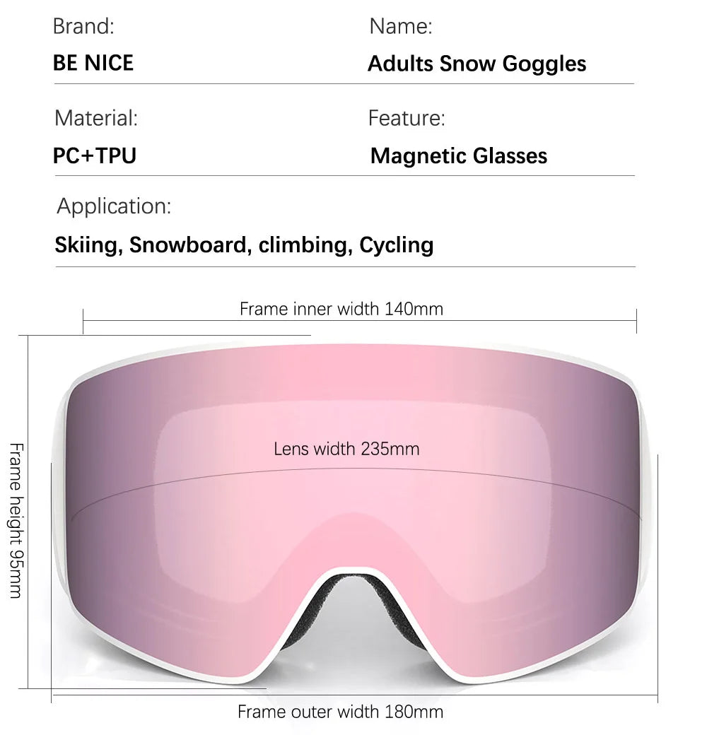 2024 New Double Layer Magnetic Ski Goggles Polarized Lens Skiing Anti-Fog UV400 Snowboard Goggles Men Women Ski Glasses Eyewear