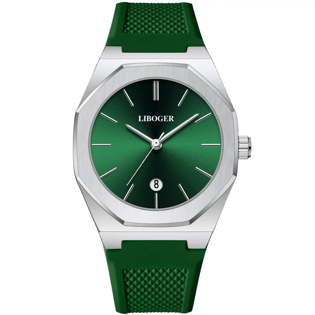New Fashionable Round Dial Men's Quartz Watch, Calendar Display, Silicone Strap, Battery Powered, Suitable for Daily Wear