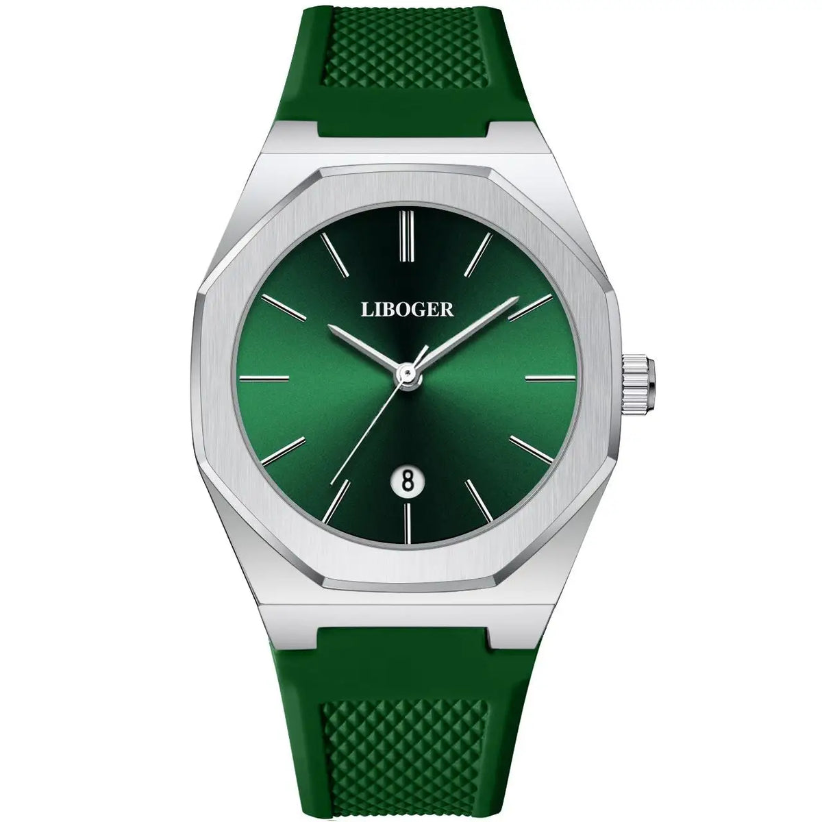 New Fashionable Round Dial Men's Quartz Watch, Calendar Display, Silicone Strap, Battery Powered, Suitable for Daily Wear