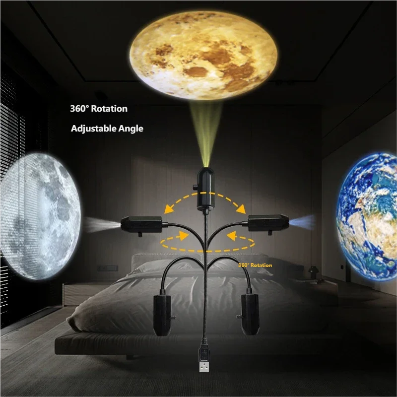 USB Moon Projection Lamp – Three Light Styles