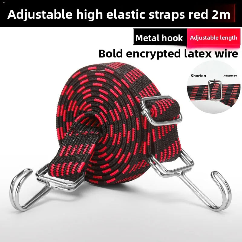 1-2 Meters Adjustable Rubber Rope Belt Hook, Heavy-duty Elastic Long Bungee Jumping Belt, Anti-rust Metal Buckle Luggage Rope