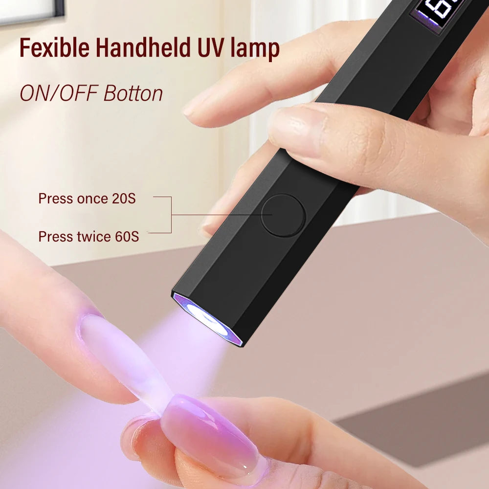 YIKOOLIN Portable Rechargeable UV LED Nail Dryer Mini Gel Polish Curing Lamp 2 Timing Modes USB Charging Manicure Tool Home Use