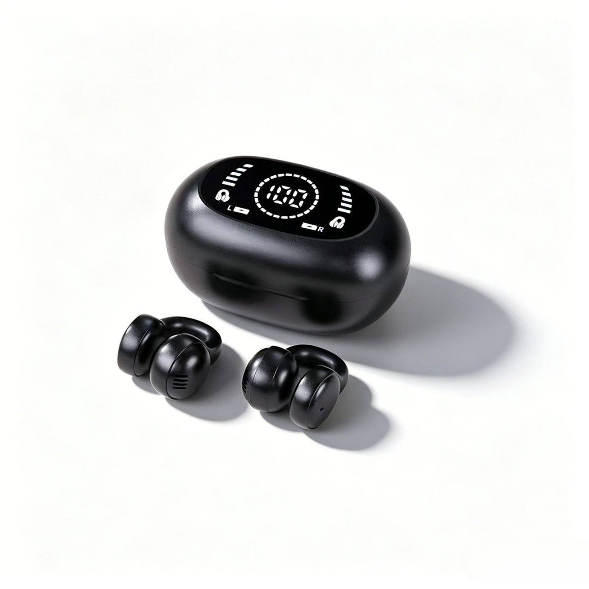 Digital Display Ows Ear Clip Wireless Bluetooth 5.4 Headphones with Noise Reduction for Sports Music New Mirror-Style Headphones
