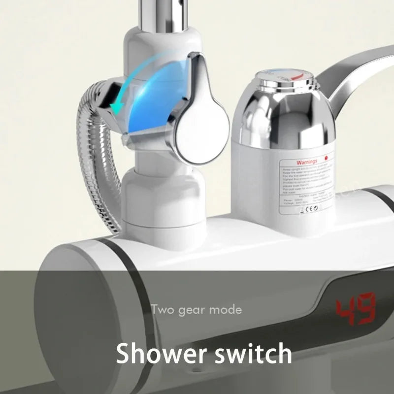 3000W Tankless Water Heater Faucet Shower Instant Electric Tap Heating Hot Water for Kitchen and Bathroom