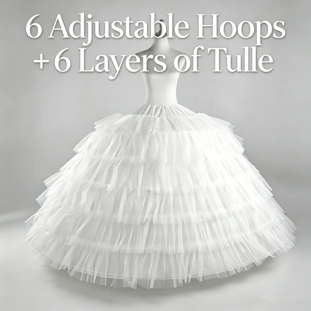 Fluffy 4/6 Hoops Sweet 15 Gown Petticoat Boneless 4 Layers Tulle Crinoline Underskirt for Wedding Dress Bridal Ball Gown Lolita