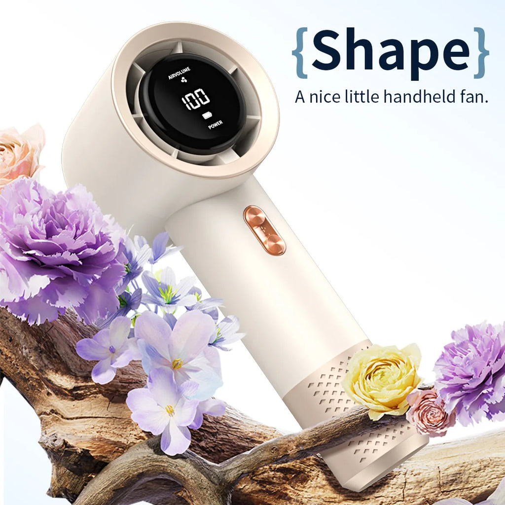 Handheld High Speed Mini Fan, Portable Personal Air Cooler Heater with 199 Levels Infinite Wind Speed Adjustment