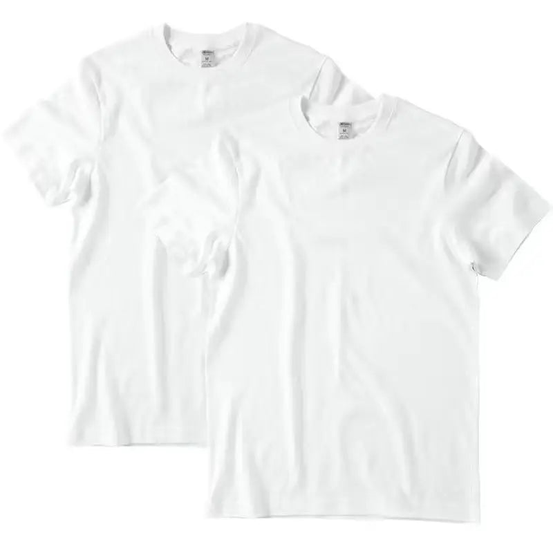 2pcs Solid Color T-shirt 100% Cotton Men Women White O-Neck Loose Short-sleeved Basic Models All-match T-shirt Couple Tops Black