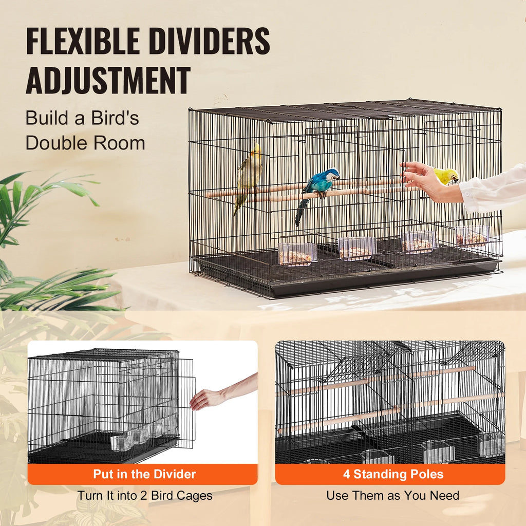 SucceBuy Flight Bird Cage Stackable Divided Small Animal Cage for Kinds of Birds Pet Travel Birdcage with Handle and Perches