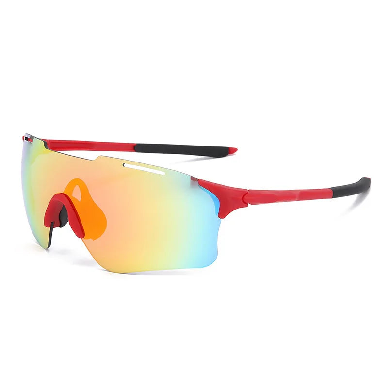 Fashion Sports Sunglasses Men Women for Hiking Cycling Glasses Cool Reflective Mirrored Wrap Rimless Sun Shades