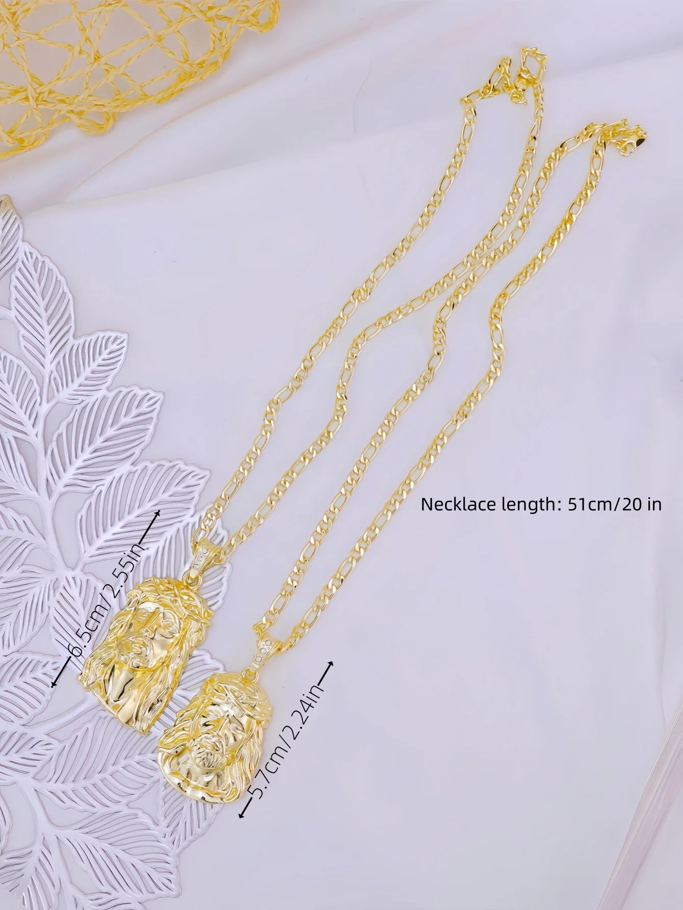 6 Sizes Hip Hop Punk Style God Jesus Head Deluxe Gold Plated Pendant Collar Necklace Figaro Chain Men Women Jewelry