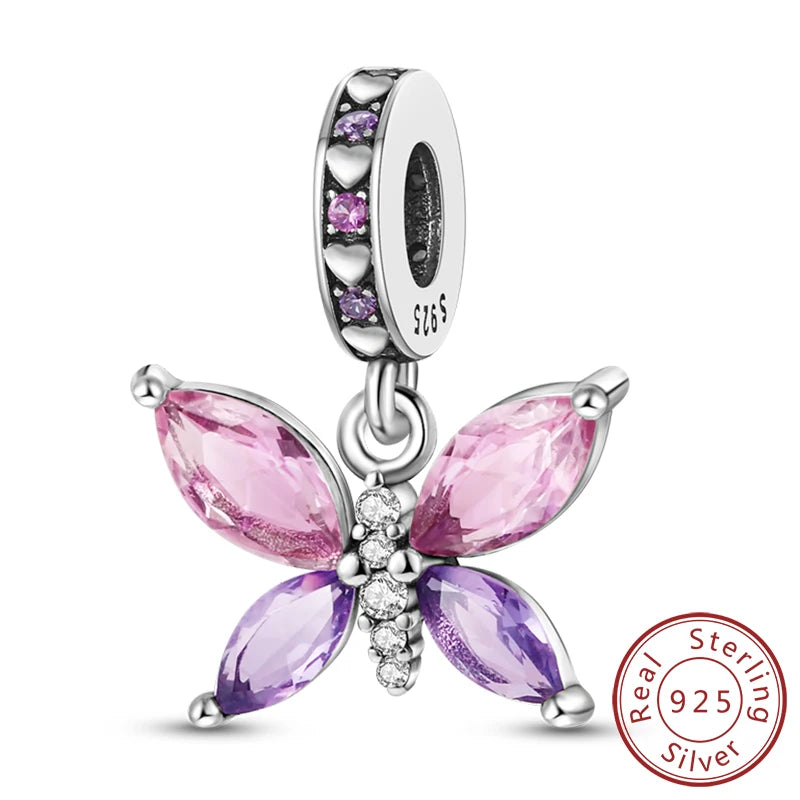 Hot Sale Charm Bead Pendant 925 Sterling Silver Firefly Love Heart Cats Dogs Sunflower Charm for Bracelet Women DIY Jewelry Gift