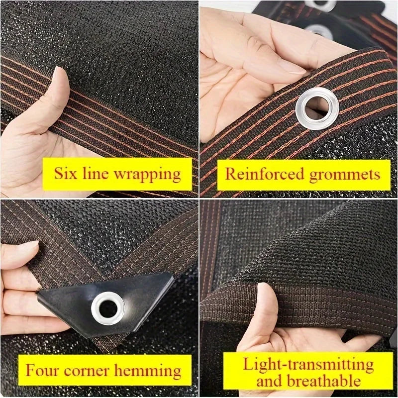 12PIN Black Sunshade Net Shading 70~80% Plant Greenhouse Cover Mesh Fence Privacy Screen Garden Sun Shed Outdoor Anti-UV
