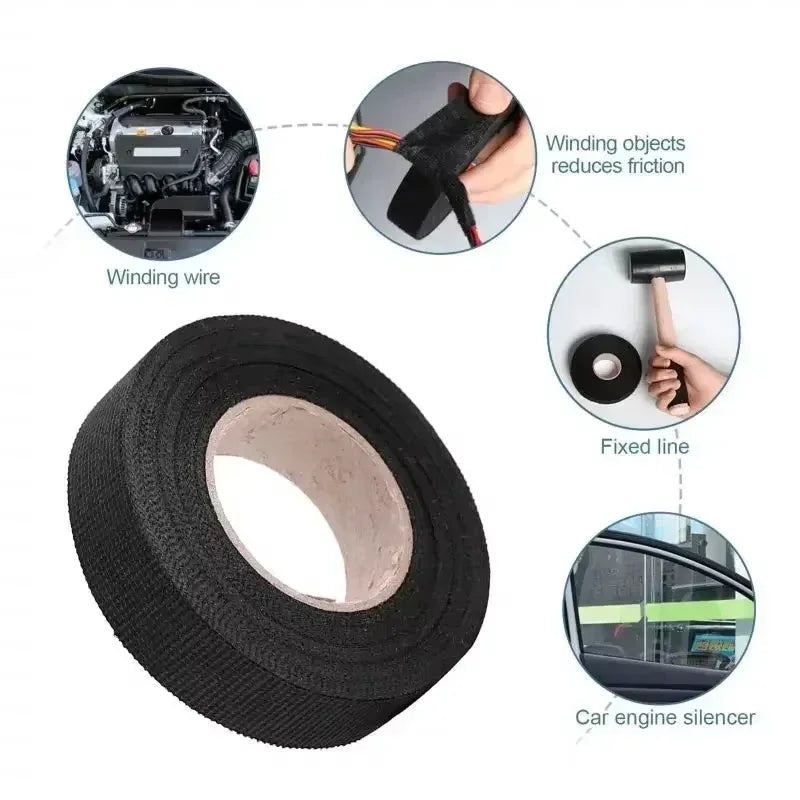 Electrical Tape Car Wiring Cloth Fabric Tape 9mm/15mm/19mm/25mm Adhesive Tapes Heat-resistant  Auto Harness Cable Organizer