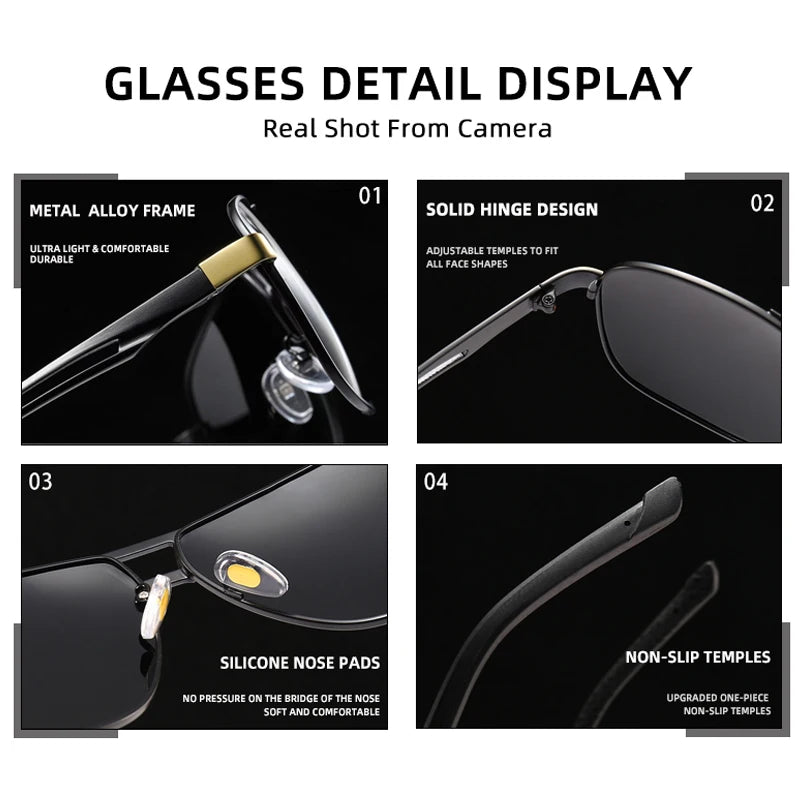 2023 New Square Photochromic Polarized Sunglasses Men Change Color Sun Glasses Chameleon Anti-glare Driving Oculos De Sol