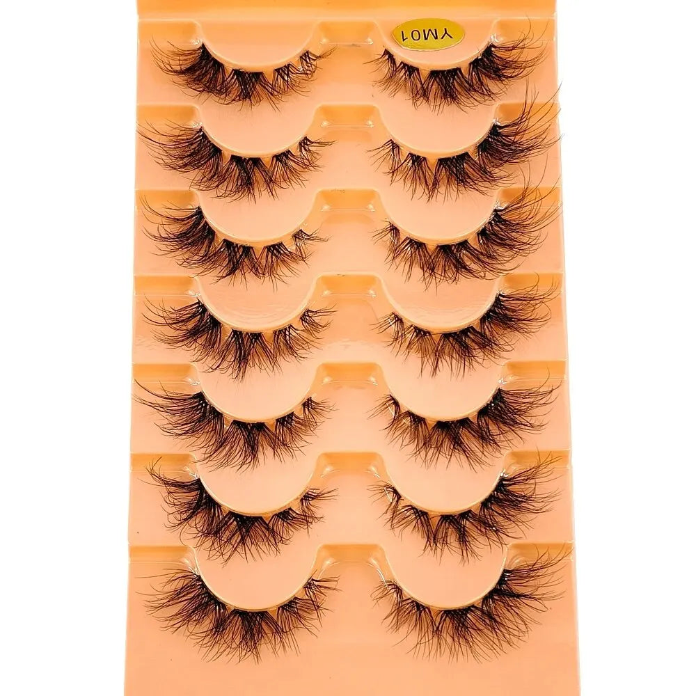 7pairs Mink Eyelashes Invisible Band Lash Extension Natural False Eyelashes Cross Cluster Fairy 3D Faux Big Eye Long Fake Lashes