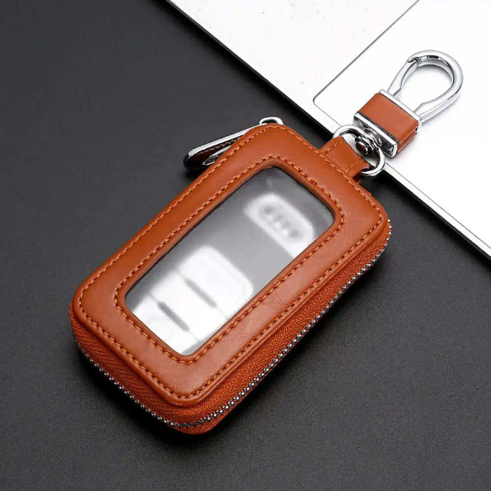 Portable Keychain Wallet for Men Women Large-Capacity Double Zipper Key Pouch Bag Suede Leather Key Case Unisex Coin Purse