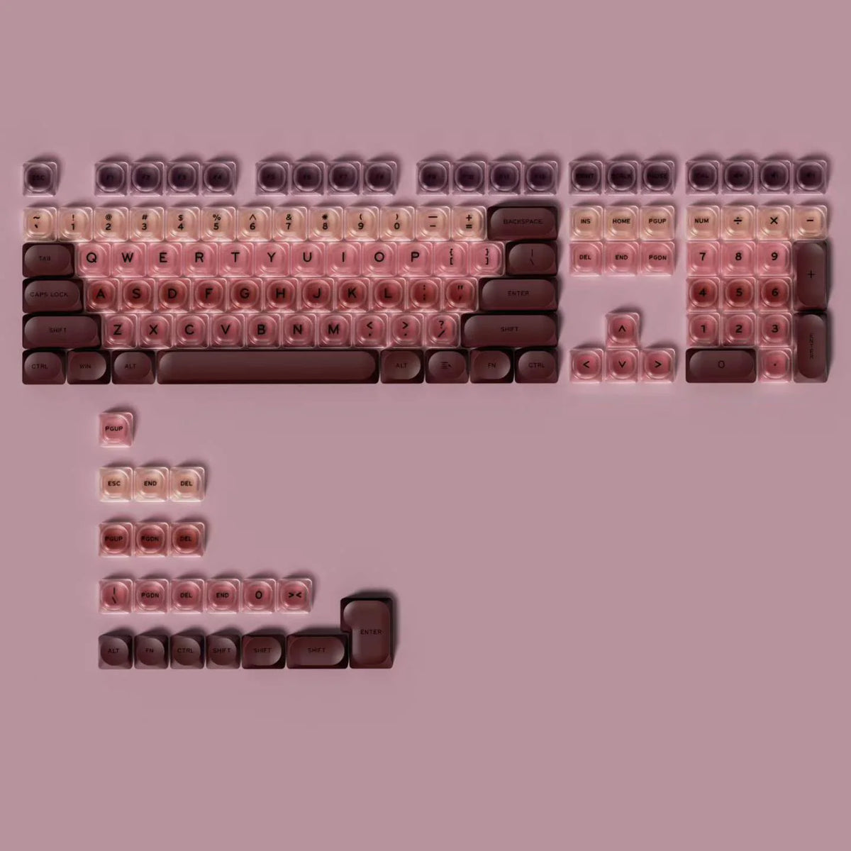 Gradient Purple Black Pink Crystal Keycaps Custom DIY for Gaming Mechanical Keyboard PBT Key Caps Set for Keyboard 68 70 80 90