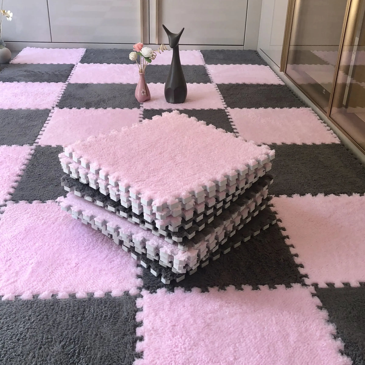 Soft Plush Children's Mat EVA Foam Puzzle Mat Long Hair Carpet Infant Developing Mat Rug Puzzle Interlock Keep Warm Playmat 30CM