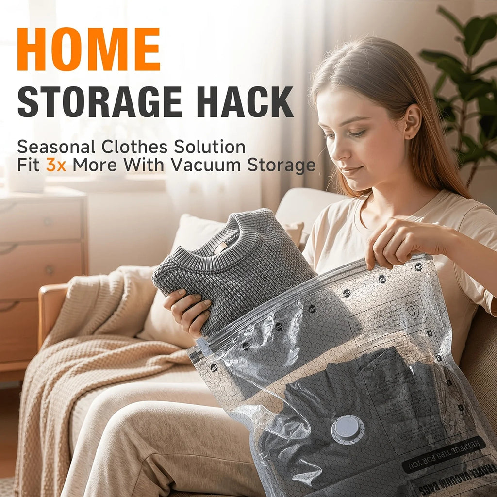 11/14/17 Pack Vacuum Bags for Travel with Rechargeable Pump, Compression Packing Bags for Carry-On Luggage & Suitcase, Vacuum Seal Bags for Clothing, 3 Sizes for Travel & Home Storage