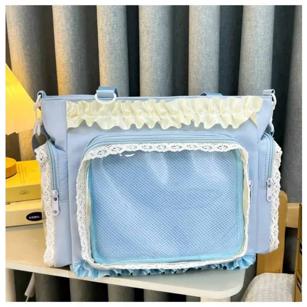New Y2K Sweet Lolita Pink Ita Bag Women Japanese Transparent Large Capacity Tote Bag Ladies Harajuku Kawaii Handbag Aesthetic