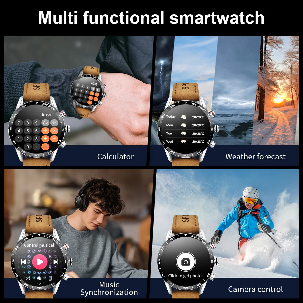 LIGE 2026 New Rugged Military GPS Smart Watch Men AMOLED HD Screen Heart Rate Bluetooth Call Waterproof Outdoor SmartWatch