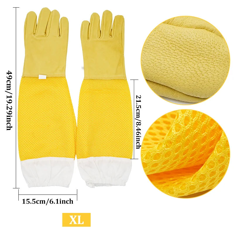 Beekeeper Beekeeping Gloves Protective Sleeves Ventilated Professional Anti Bee for Apiculture Beekeeper Prevent Beehive tools