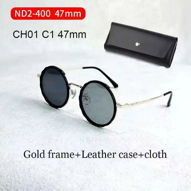 ND9 Adjustable Dimming Sunglasses Retro Punk Round Men's Fishing UV400 Polarized Driving Sunglasses Women