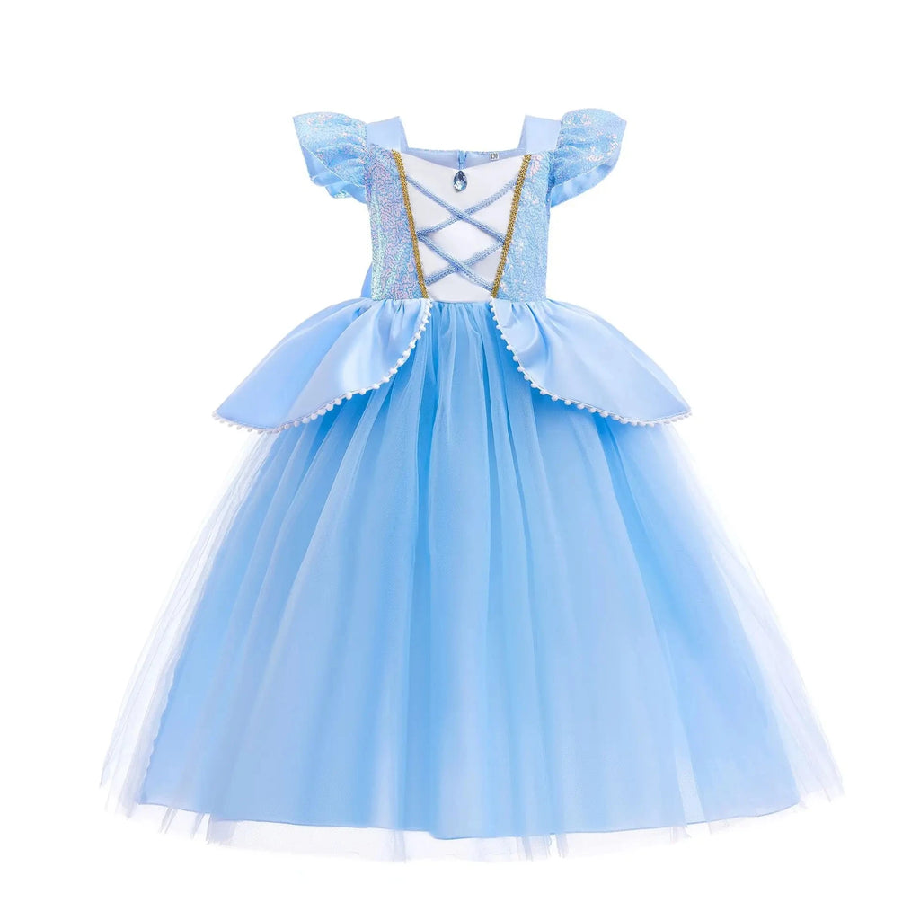 Princess Dress Collection Cinderella Snow White Aurora Rapunzel for Girls Halloween Birthday Cosplay Costume Kids 2-8Y Vestido