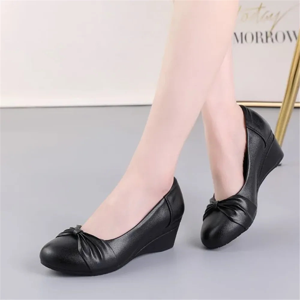 Cresfimix Women Classic High Quality Spring Wedge Heel Slip on Anti Skid Dance Shoes Lady Fashion Comfort Office Pumps A1418