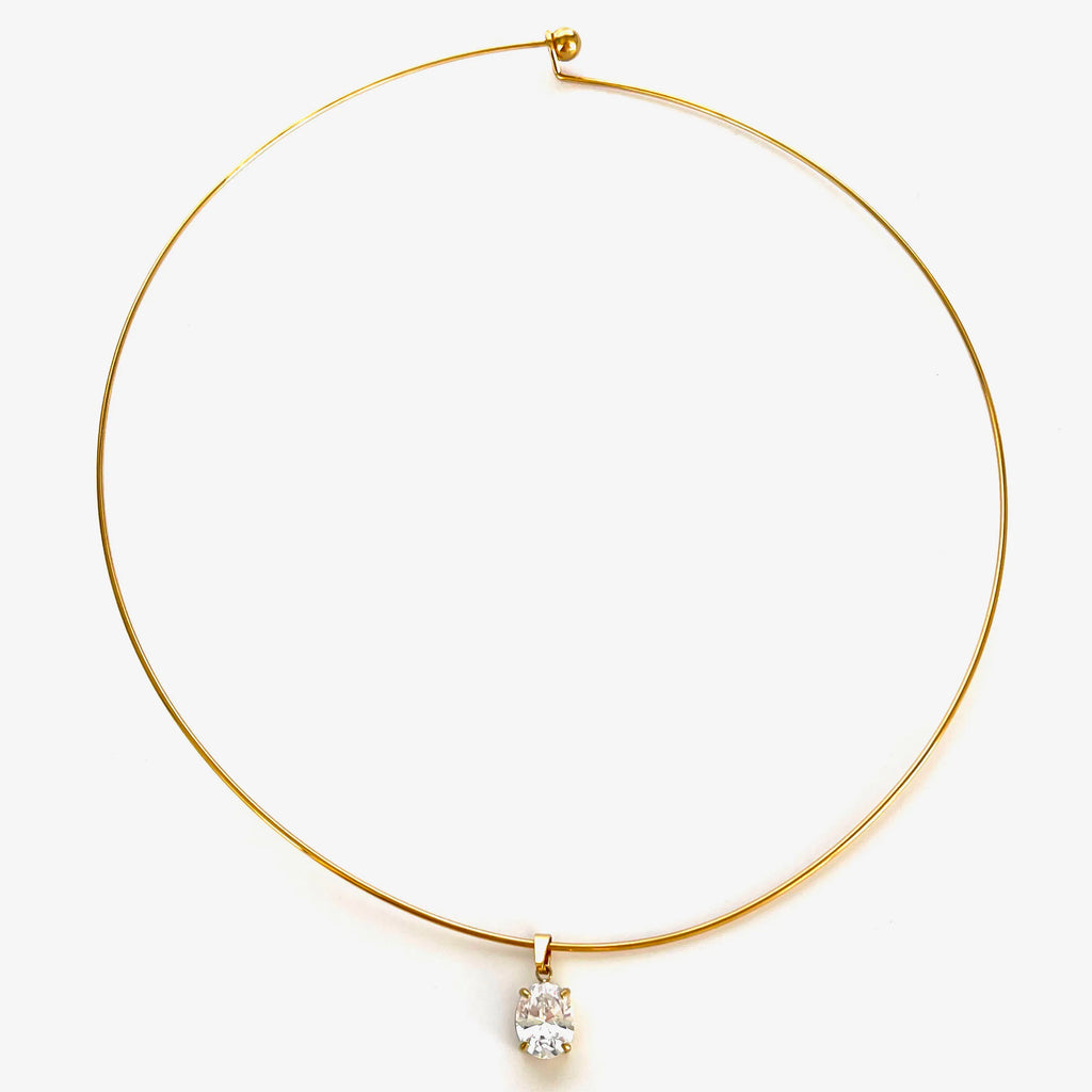 Peri'sbox Statement 5 Designs Sparkling AAAA Zircon Pendant Necklaces for Women Stainless Steel Choker Necklace Fashion Jewelry
