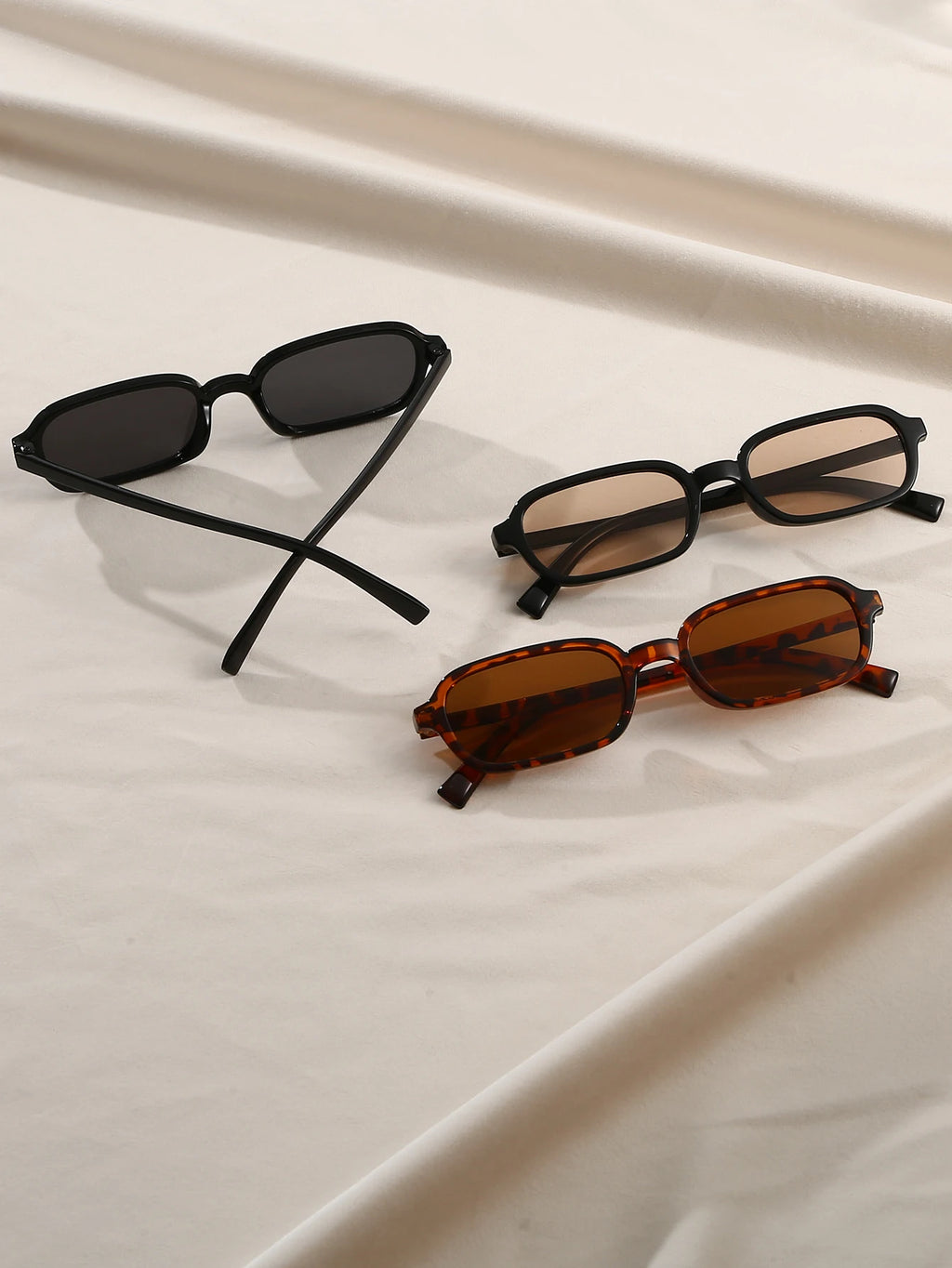 3pcs women's oval frame black tortoiseshell color matching combination suit personality trendy fashion glasses