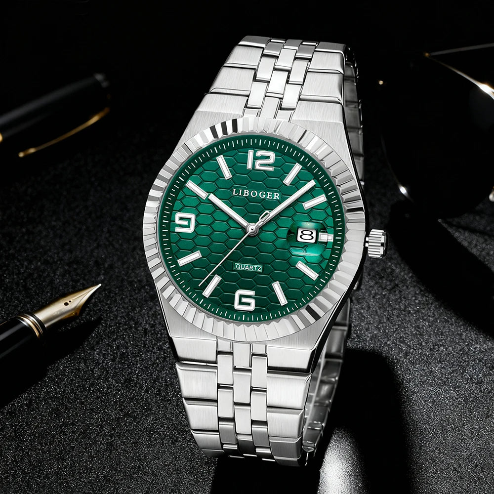Men's Stylish Fashion Round Quartz Watch Wristwatch Set - Ideal for Daily Wear, Parties, Valentine's Day, Easter, Christmas, New
