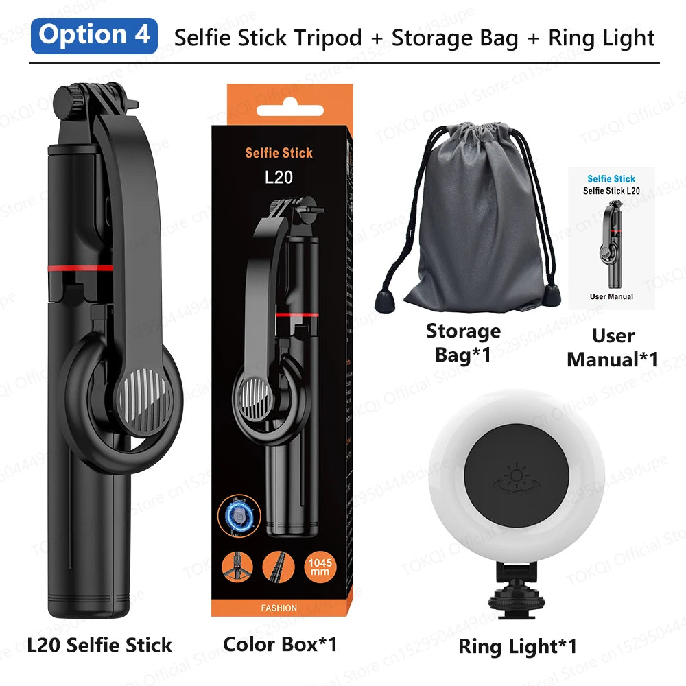 TOKQI Tripod Magnetic Phone Holder Extendable Selfie Stick for Smartphone Shooting Vlog with Wireless Bluetooth Remote Control
