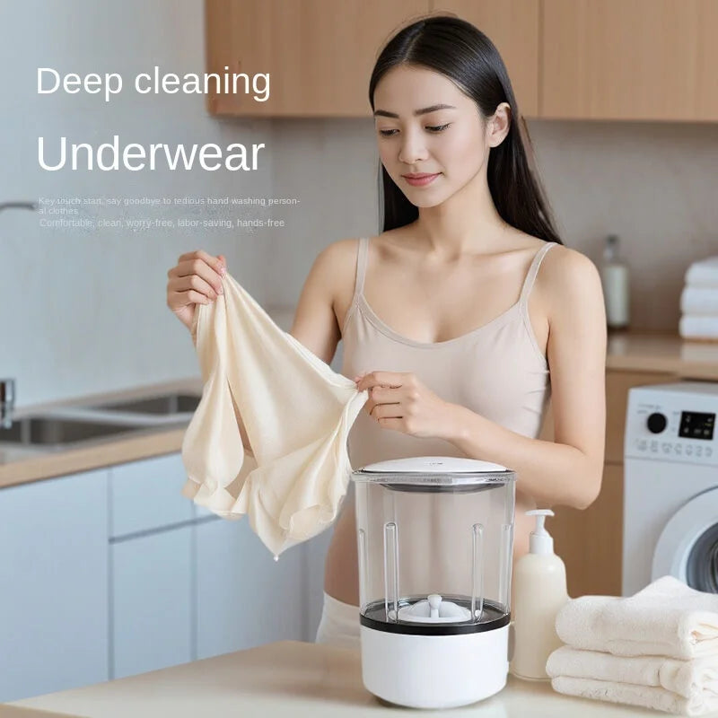 New USB Charging Washing Machine Portable Underwear Cleaner 2L Fully Automatic Socks Washing Machine Dehydratable Laundry Bucket
